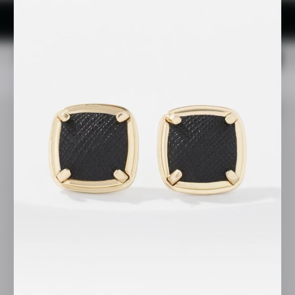 WHBM black textured leather stud earring - Picture 5 of 14